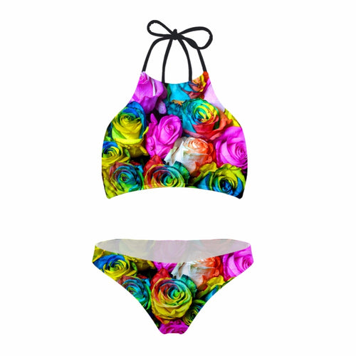 Mixed Color Floral Swimwear